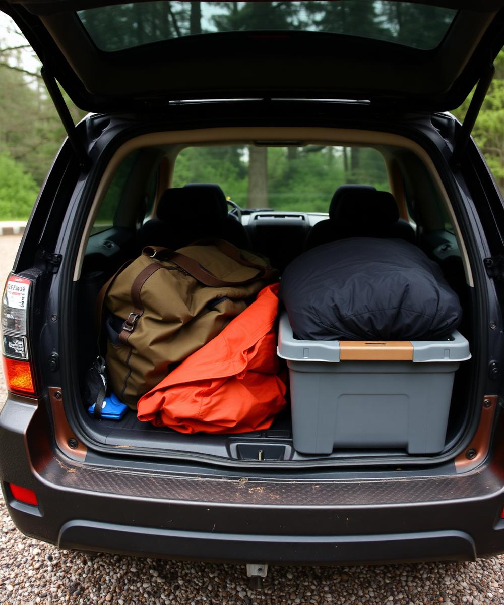 Bulky gear camping storage zone